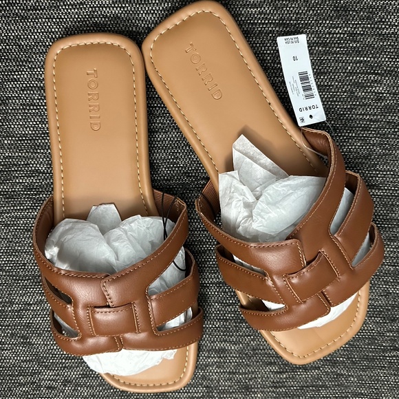 torrid Shoes - Torrid H Band Slide Sandals- Brown Size 10